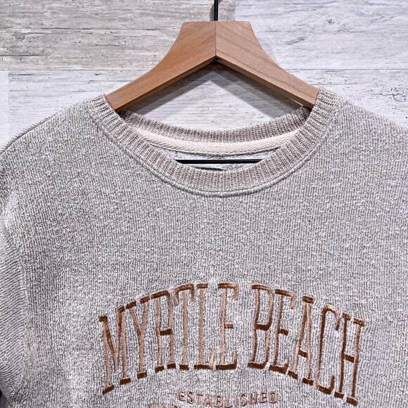 Myrtle Beach South Carolina Vintage 90s Logo Sweatshirt Beige Womens Small - Picture 2 of 7
